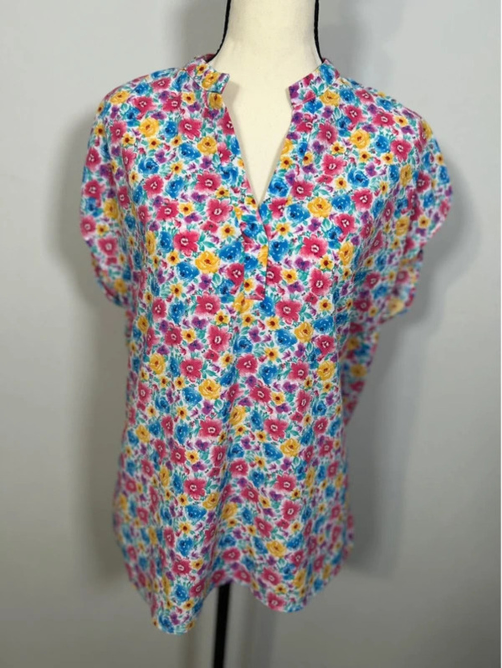 Emily Wonder Floral Tunic Top S Colorful Boho Cottagecore